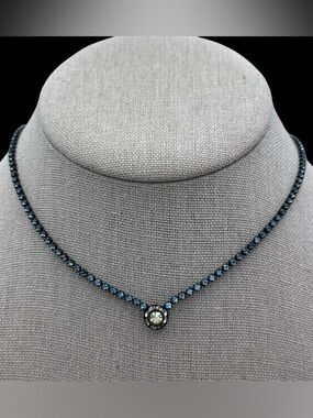 Sorrelli Blue Crystal Simple Tennis Necklace